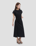 Suko Stretch Side Runch Dress Midi Wanita