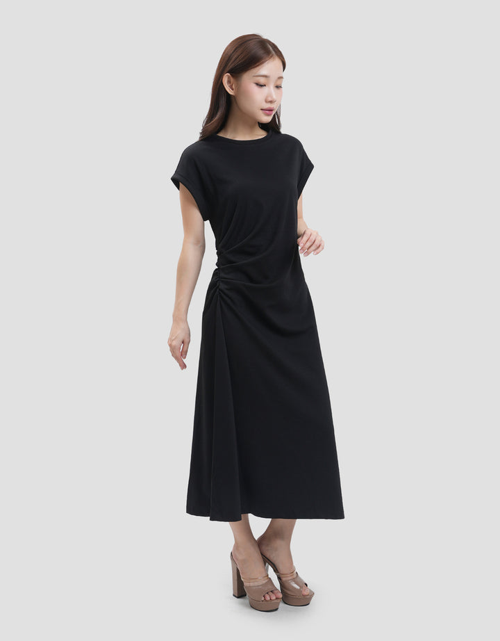 Suko Stretch Side Runch Dress Midi Wanita