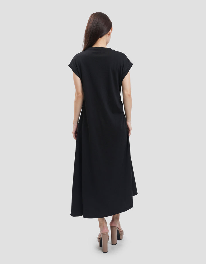 Suko Stretch Side Runch Dress Midi Wanita