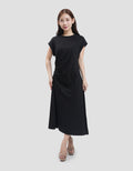 Suko Stretch Side Runch Dress Midi Wanita
