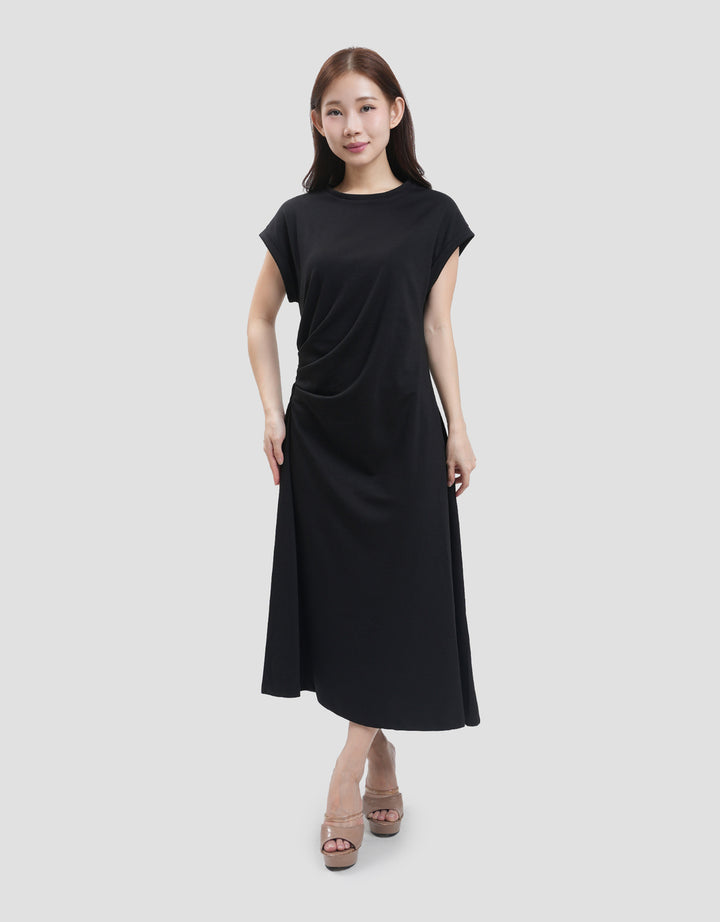 Suko Stretch Side Runch Dress Midi Wanita