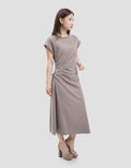 Suko Stretch Side Runch Dress Midi Wanita