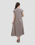 Suko Stretch Side Runch Dress Midi Wanita