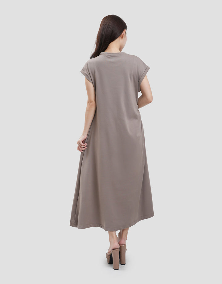 Suko Stretch Side Runch Dress Midi Wanita