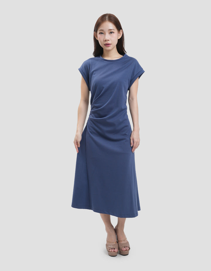 Suko Stretch Side Runch Dress Midi Wanita