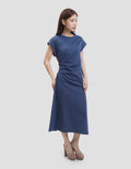 Suko Stretch Side Runch Dress Midi Wanita
