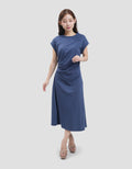 Suko Stretch Side Runch Dress Midi Wanita