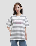 Disney Print Stripe Lotso Kaos Oversize Wanita