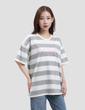 Disney Print Stripe Lotso Kaos Oversize Wanita