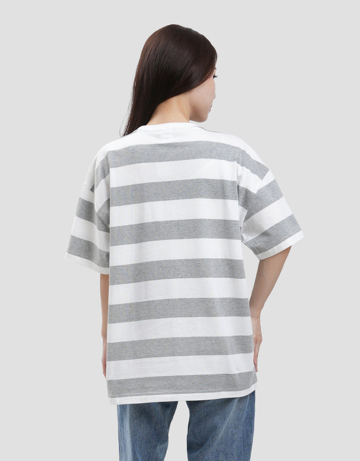 Disney Print Stripe Lotso Kaos Oversize Wanita