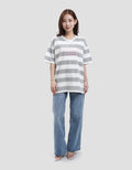 Disney Print Stripe Lotso Kaos Oversize Wanita