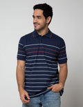 Cole Short Sleeve Polo Shirt 2Tone Stripe Chest