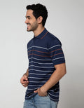 Cole Short Sleeve Polo Shirt 2Tone Stripe Chest