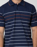 Cole Short Sleeve Polo Shirt 2Tone Stripe Chest