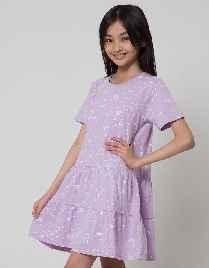 Aero Short Sleeve Midi Dress Daily Full Print Outline