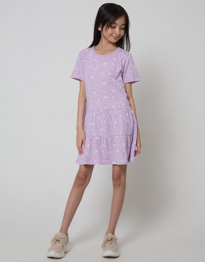 Aero Short Sleeve Midi Dress Daily Full Print Outline