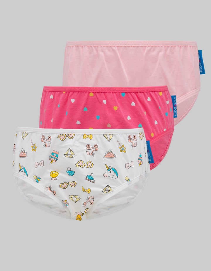 Kidz Too Brief Pack Of 3 Girls Unicorn Polka Dot Underwear