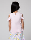 Little M Short Sleeve T-Shirt Off Shoulder Bunny Rainbow Tile
