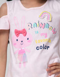Little M Short Sleeve T-Shirt Off Shoulder Bunny Rainbow Tile