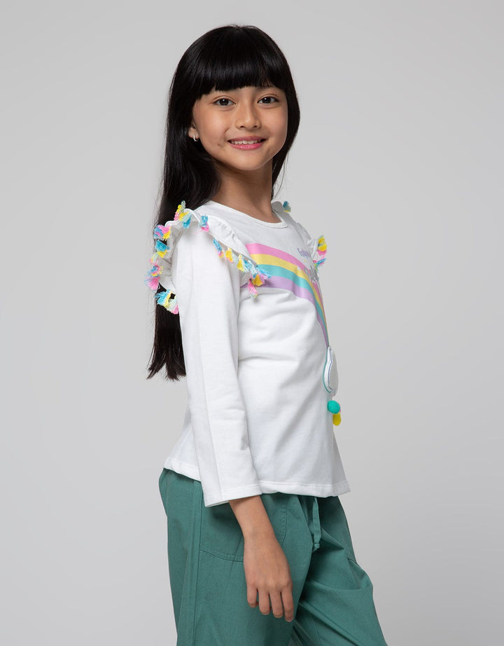 Little M Long Sleeve  T-Shirt Rainbow Awan Pompom & Tassel