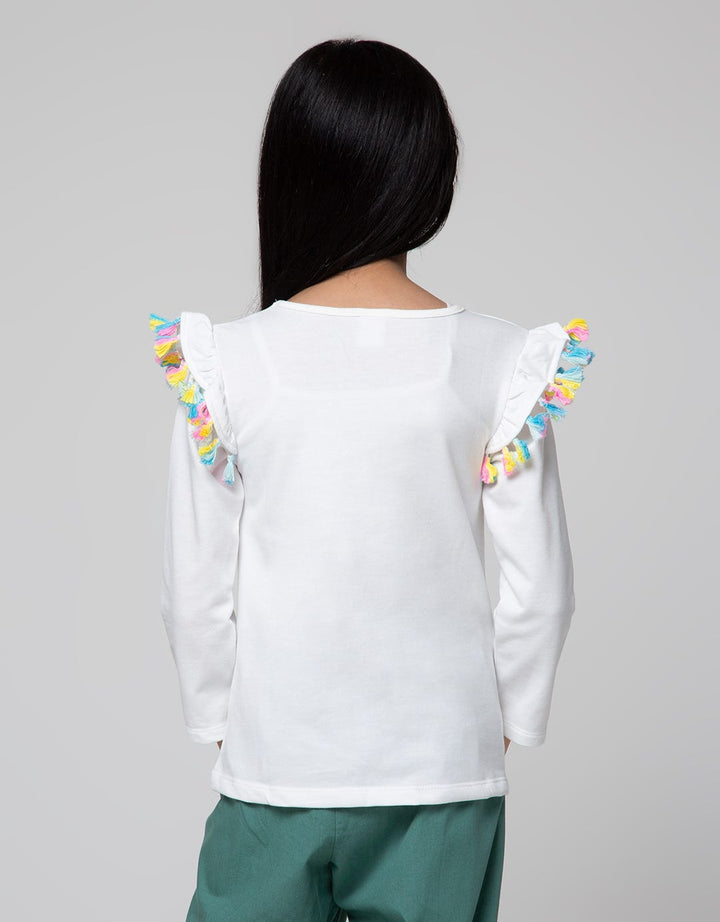 Little M Long Sleeve  T-Shirt Rainbow Awan Pompom & Tassel
