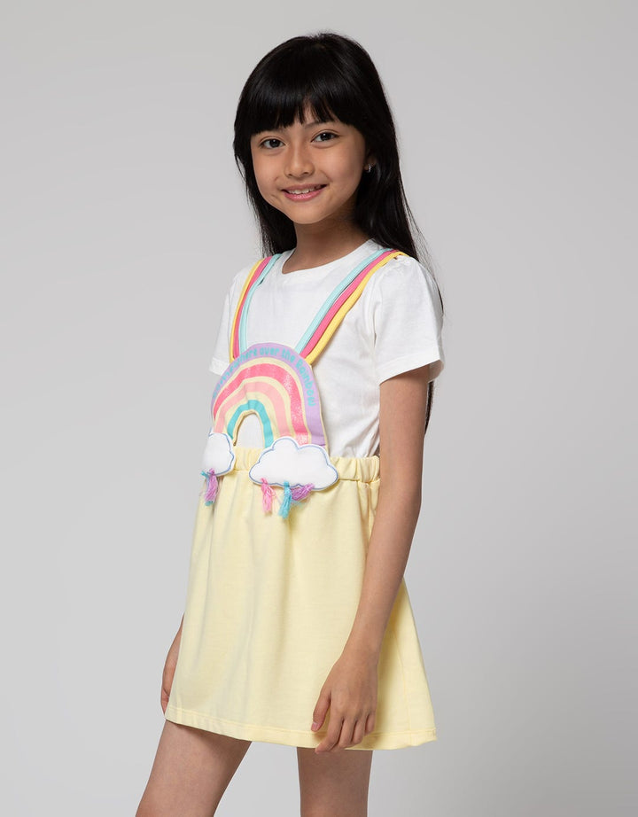 Little M Short Sleeve Midi Dress Overall Rainbow Awan Tassel