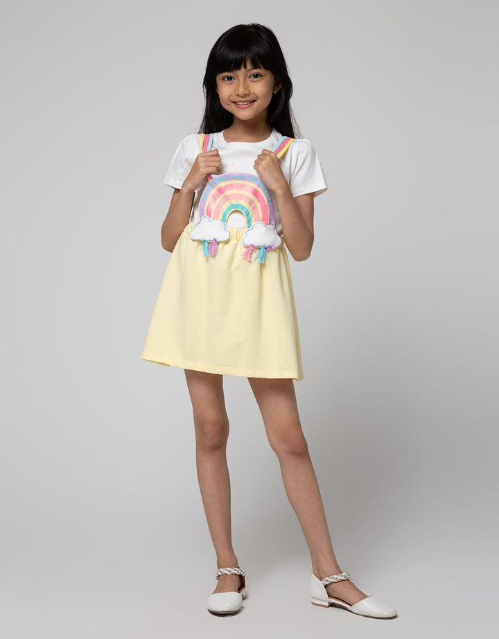 Little M Short Sleeve Midi Dress Overall Rainbow Awan Tassel