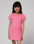 Little M Short Sleeve Midi Dress Daily Full Print Tumpuk