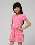 Little M Short Sleeve Midi Dress Daily Full Print Tumpuk