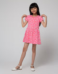 Little M Short Sleeve Midi Dress Daily Full Print Tumpuk