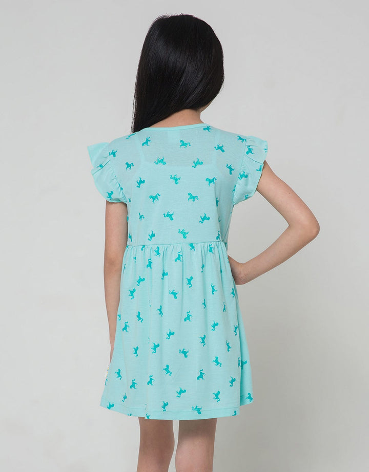 Little M Unicorn Tone On Midi Dress for Girls