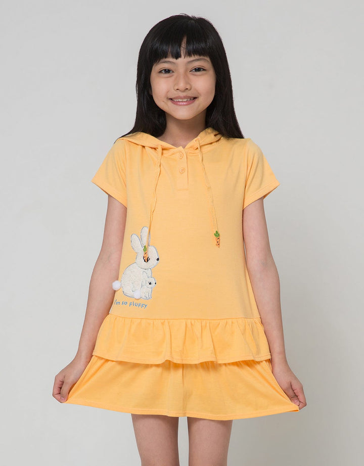 Little M Hoodie Ruffle Midi Dress Anak Perempuan
