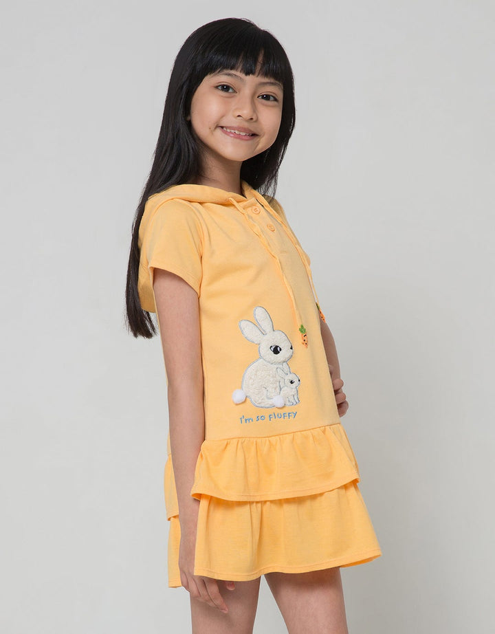 Little M Hoodie Ruffle Midi Dress Anak Perempuan