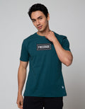 Freeride T-Shirt Pria Green Freeride Kotak Hitam List Putih