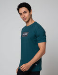 Freeride T-Shirt Pria Green Freeride Kotak Hitam List Putih