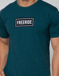 Freeride T-Shirt Pria Green Freeride Kotak Hitam List Putih