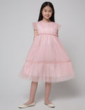 Kidz Too Short Sleeve Midi Dress Pinggang Kerut Bawah