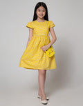 Kidz Too Short Sleeve Midi Dress Bunga Kecil Tas Cat