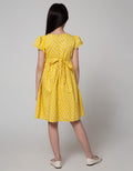 Kidz Too Short Sleeve Midi Dress Bunga Kecil Tas Cat