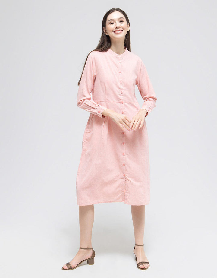 Triset Casual Plain Midi Dress Wanita