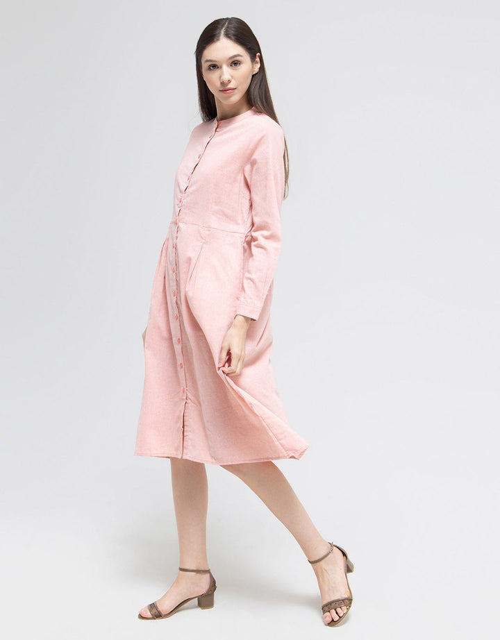 Triset Casual Plain Midi Dress Wanita
