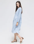 Triset Casual Plain Midi Dress Wanita