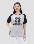 Nevada Raglan Varsity Crew Kaos Wanita