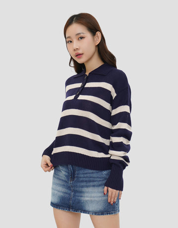 NEVADA STRIPE WITH COLLAR SWEATER WANITA