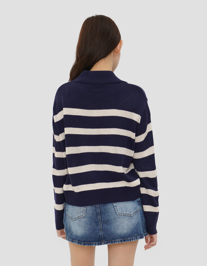 NEVADA STRIPE WITH COLLAR SWEATER WANITA
