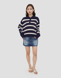 NEVADA STRIPE WITH COLLAR SWEATER WANITA