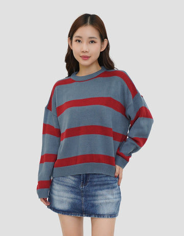 NEVADA PRINT STRIPE SWEATER WANITA