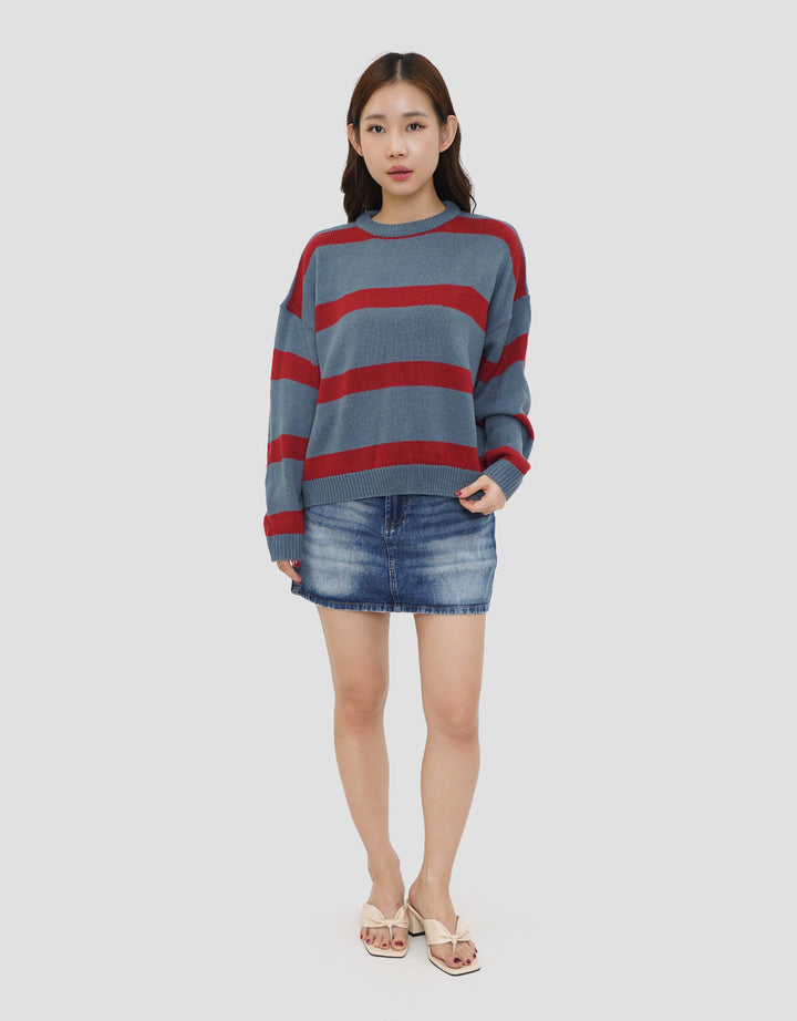 NEVADA PRINT STRIPE SWEATER WANITA