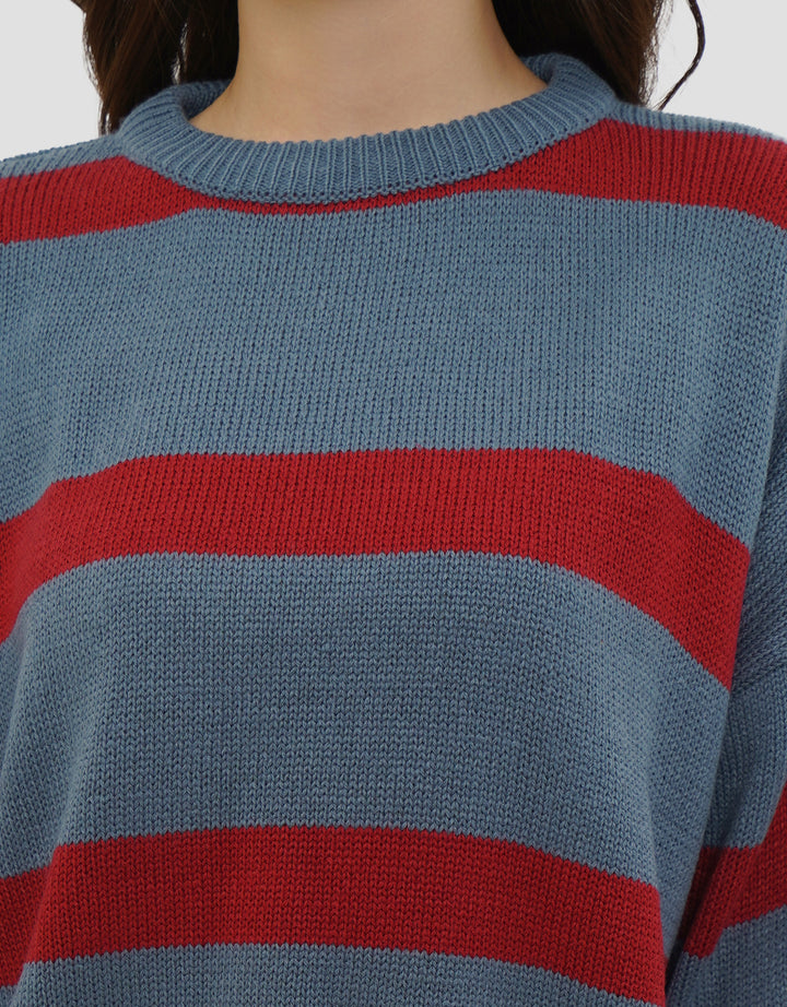 NEVADA PRINT STRIPE SWEATER WANITA