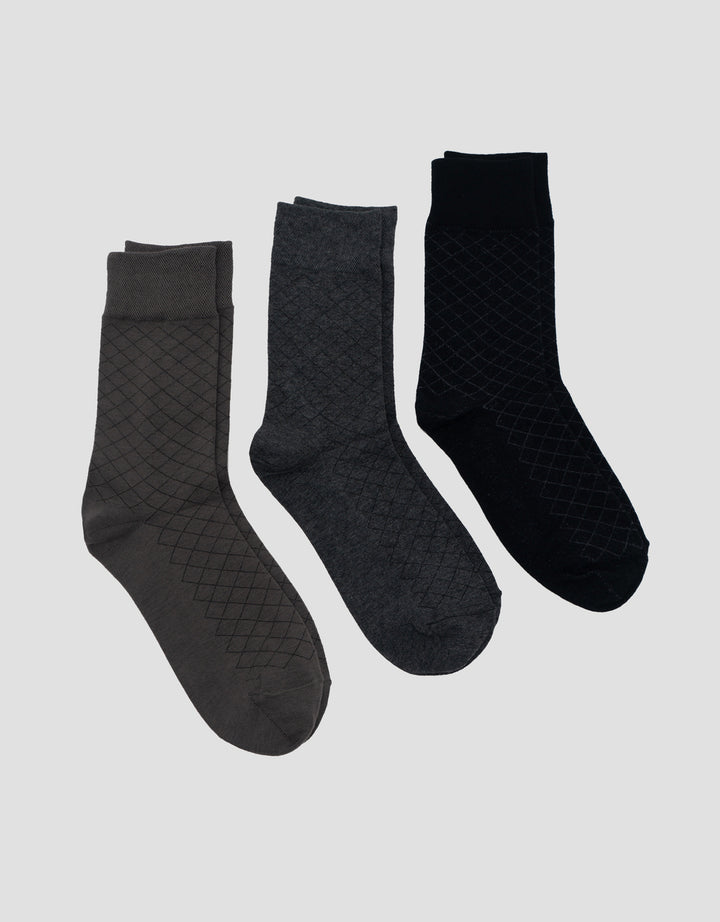 Cole 3Pk Quarter Casual Cross Line Kaus Kaki Pria